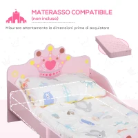 HOMCOM Letto per Bambini con Bordi Rialzati e 6 Gambe in Legno per Cameretta, Lettino per Bimbi da 3-6 Anni, 143x73x60cm, Rosa(m-7)