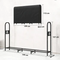 Outsunny Portalegna in metallo 199 x 30 x 121 cm 0,6m³ con copertura impermeabile fino a 300kg(m-3)