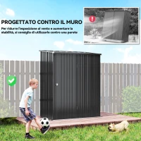 Outsunny Casetta da Giardino Porta Utensili in Lamiera Acciaio con Serratura, 161.5x94.5x196cm, Nero(m-6)