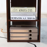 HOMCOM Scrivania per Ufficio con 3 Cassetti e 3 Ripiani Aperti in Legno, 120x49x72cm, Noce(m-6)