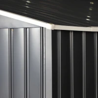 Outsunny Casetta da Giardino 12.4m² con Fondazione, 4 Prese d'Aria e 2 Porte Scorrevoli, Capanno Porta Attrezzi in Lamiera d'Acciaio, 340x386x200 cm, Giallo(m-9)