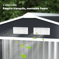 Outsunny Casetta da Giardino Porta Utensili in Lamiera con Porte Scorrevoli, 213x130x185cm, Grigio Scuro(m-8)