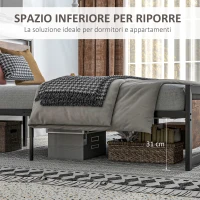 HOMCOM Struttura Letto Matrimoniale in Legno e Acciaio con Doghe in Stile Industriale, 160x200cm(m-5)