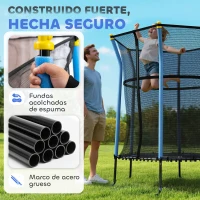 HOMCOM Cama Elástica Infantil Trampolín para Niños +3 Años con Red de Seguridad Ø163,5x190 cm Azul(m-4)