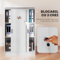 HOMCOM Dulap Birou, cu 3 Rafturi și Încuietoare, pentru Birou, 80x40x120 cm, Alb(m-5)