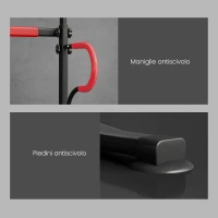 HOMCOM Barra per Trazioni Power Tower Stazione Fitness Multifunzione con Altezza Regolabile 171-219cm Nero Rosso(m-7)