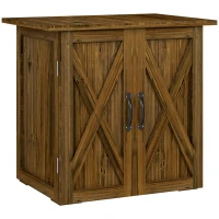 Outsunny Casetta da Giardino in Legno a 2 Ante con Maniglie in Stile Country, 77x55x72 cm, Marrone(m-1)