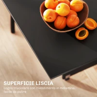 HOMCOM Tavolo Pieghevole in Legno per 4-6 Persone con Ruote, 75x140x74cm, Nero(m-7)