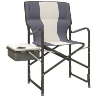 Outsunny Folding Aluminium Camping Chair, with Cooler Bag Table - Grey(m-10)