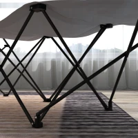 Outsunny Camping Bed for Adults, Single Folding Camp Bed, Portable Camping Cot with Side Pocket, Headrest and Oxford Seat for Outdoor, Travel, Fishing, Light Grey(m-9)