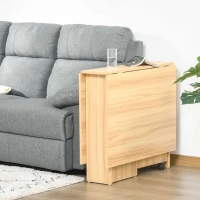 HOMCOM Tavolo da Pranzo Pieghevole, Tavolo a Ribalta per 4-6 Persone, Tavolo da Cucina Salvaspazio Moderno con 2 Ripiani e 2 Ruote, in Legno, 140x80x74 cm, Color Legno(m-4)