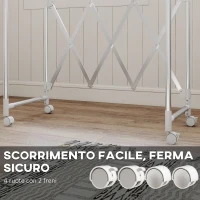 HOMCOM Stendibiancheria Pieghevole con 3 Barre Regolabili, Ruote Girevoli e Struttura in Acciaio Inox, Argento(m-6)