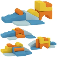 AIYAPLAY 9-delige soft-blokken set, zachte blokken om te bouwen en te spelen, indoor-speelset voor kleuters, schuim, kleurrijk(m-10)