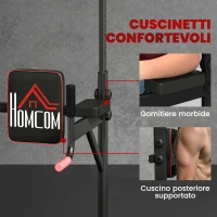 HOMCOM Barra per Trazioni Power Tower Stazione Fitness Multifunzione Regolabile 189-239cm in Acciaio Nero Rosso(m-5)