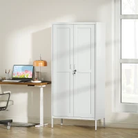 HOMCOM Armadio per Ufficio in Acciaio a 3 Ripiani Regolabili con Serratura e 2 Chiavi, 80x40x175 cm, Bianco(m-8)