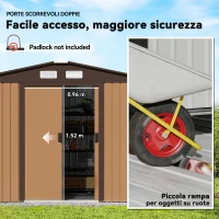 Outsunny Capanno per Attrezzi 4.9m² con Fondazione, 4 Prese d'Aria e 2 Porte Scorrevoli in Acciaio, 277x195x192cm, Giallo(m-5)