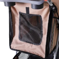 PawHut Passeggino per Cani Pieghevole in Tessuto con Cestino e Portabicchieri, 75x45x97cm - Marrone(m-9)