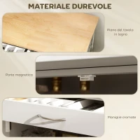 HOMCOM Carrello Cucina con Portabottiglie, 3 Ante, 4 Ruote e Cassetto, Mobiletto Cucina Salvaspazio per Microonde e Spezie in Legno, 67x37x87 cm, Bianco e Rovere(m-6)