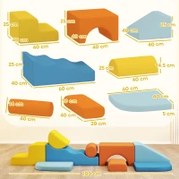AIYAPLAY 9-piece soft block set, soft blocks for building and play, indoor play set for toddlers, foam, colorful(m-3)