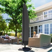 Outsunny Funda Protectora de Sombrilla de Diámetro 2-4 m Impermeable Tela Oxford Ø56x220 cm con Cremallera Negro(m-9)