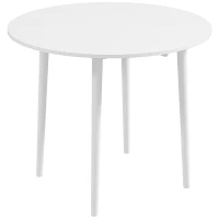 HOMCOM Klapptisch fürs Esszimmer mit 2 Klappen, runder ausziehbarer Tisch für 4 Personen, Beine aus Holz Ø 89 x 73,5 cm, weiß(m-1)
