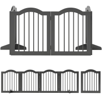 PawHut Dog Gate Freestanding Safety Gate with Feet, Foldable Dog Gate, 4 Panels, 208 x 29.5 x 61 cm, Black