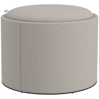 HOMCOM Sgabello Pouf imbottito, rivestito in Lino, con coperchio reversibile, 56cm x 56 cm x 42 cm, Grigio chiaro