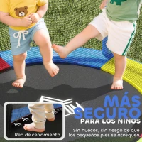 HOMCOM Cama Elástica Infantil Trampolín para Niños de 3-6 Años con Red de Seguridad Carga 45 kg Ø140x190 cm Multicolor(m-5)