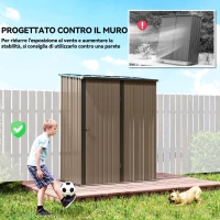 Outsunny Casetta da Giardino in Acciaio Porta Attrezzi con Catenaccio, 161.5x94.5x196cm, Marrone(m-6)