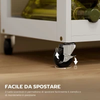 HOMCOM Carrello Cucina con Portabottiglie, 3 Ante, 4 Ruote e Cassetto, Mobiletto Cucina Salvaspazio per Microonde e Spezie in Legno, 67x37x87 cm, Bianco e Rovere(m-5)