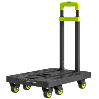 HOMCOM Opvouwbare steekwagen metalen transportwagen met wielen verstelbare greep 49 x 35 x 102 cm Groen(m-10)