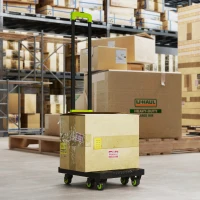 HOMCOM Opvouwbare steekwagen metalen transportwagen met wielen verstelbare greep 49 x 35 x 102 cm Groen(m-2)