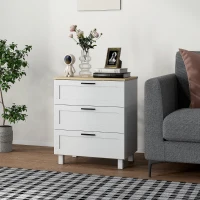 HOMCOM Cómoda Estreita com 3 Gavetas Cómoda de Quarto com Pés de Madeira Estilo Moderno 60x38x71 cm Branco(m-5)