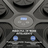 SPORTNOW Máquina de Boxe Musical com 9 Modos de Velocidade Luvas e Conexão Bluetooth Luzes LED 41,8x44,6x7,5 cm Preto(m-4)