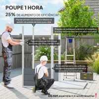 Outsunny Abrigo de Jardim Exterior 2,1 m² 131x186x198 cm Abrigo de Jardim Exterior com Piso Janela Porta com Fechadura Cinzento(m-4)