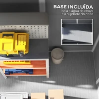 Outsunny Abrigo de Jardim Exterior 2,1 m² 131x186x198 cm Abrigo de Jardim Exterior com Piso Janela Porta com Fechadura Cinzento(m-5)