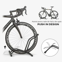 SPORTNOW Cavalet pentru Biciclete pentru Anvelope, Suport de Bicicletă de Podea din Oțel, 59x41x38 cm, Negru(m-4)