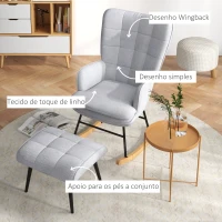 HOMCOM Poltrona Baloiço com Apoio para os Pés Poltrona Relax com Almofada Acolchoada e Anti-Tombo 64x89x90 cm Cinzento(m-5)