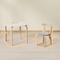 AIYAPLAY 5-delig kindertafel- en stoelset, licht massief hout, meerkleurig(m-3)