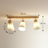 HOMCOM Lámpara de Techo con 3 Puntos de Luz Regulables a 90° y Casquillos E27, Color Madera(m-3)