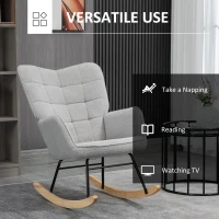 HOMCOM Accent Rocking Chair, Berber Fleece Glider Rocker, Modern Armchair, Wingback Chair for Living Room and Bedroom, Grey(m-6)