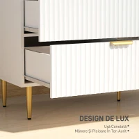 HOMCOM Comodă 6 sertare, Dulap de depozitare modernă cu mânere și picioare aurii, Mobilier de hol, 120 x 40 x 76,5 cm, alb(m-5)