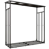 Outsunny Abri-bûches range-bûche extérieur charge maximale 2000 kg avec housse de protection imperméable 185 x 62 x 184 cm noir(m-11)