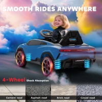 AIYAPLAY Auto elettrica per bambini, Lamborghini, 12V, telecomando 2,4G e 2 motori, velocità max. 4 km/h, Blu(m-5)