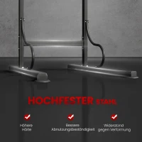 HOMCOM Power Tower verstelbaar Dipstation met optrekstang, zuignappen krachtstation voor thuis(m-6)
