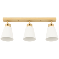 HOMCOM Lámpara de Techo con 3 Puntos de Luz Regulables a 90° y Casquillos E27, Color Madera