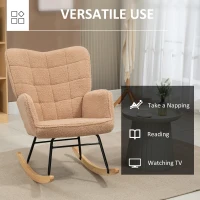 HOMCOM Soft Fleecey Rocking Wingback Chair - Light Brown(m-6)