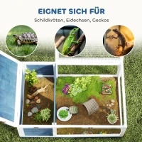 PawHut Houten schildpaddenhuis schildpaddenverblijf met hoofdverblijf en opklapbare bovenkant 91x60,5x32 cm, Blauw(m-7)