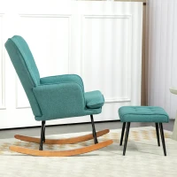 HOMCOM Poltrona Baloiço com Apoio para os Pés Poltrona Relax com Almofada Acolchoada e Anti-Tombo 64x89x90 cm Verde(m-7)