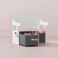 AIYAPLAY 3-in-1 children's toy chest, table and chairs set with 2 removable fabric bins, 67,5 x 46,5 x 56,7 cm, white(m-3)